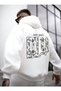 Men's White Back NY Printed Hooded Sweatshirt