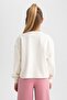 Girl's Crop Printed Crew Neck Sweatshirt - 6