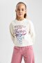 Girl's Crop Printed Crew Neck Sweatshirt - 5
