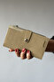 Large Size Horizontal Model Zippered and Covered Women's Wallet Suitable for Daily Use 1001 sand