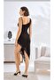 Women'S, Black, Lace Detail, 95% Viscose, Asymmetrical Nightgown - 3