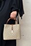 Mink Tan Print Patterned Waterproof 3 Compartment Women's Shoulder Bag 22x20cm PBU4002 - 4