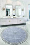 Nova Gray Round 100x100 Cm Pompom Fringed Non-Slip Base Machine Washable Bath Mat