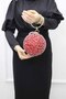 Round Crystal Stone Burgundy Evening Dress Evening Bag