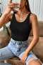 Women's Black Sleeveless Thick Strap Long Crop Top Blouse & Undershirt