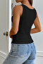 Women's Black Sleeveless Thick Strap Long Crop Top Blouse & Undershirt - 2