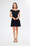 Flexible Scuba Crepe Fabric Madonna Neck Short Black Mini Dress 079 - 4