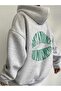 Women's Gray Dont Printed Hooded Hoodie Sweatshirt