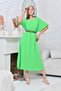 Women's V-neck Waist and Sleeve Gathered Maxi Dress - 4