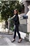 Genuine Lambskin Sports Black Women's Leather Jacket Belted Leather Coat - 4