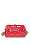 Women's Cross Strap Shoulder Bag Red Patent Leather - 4