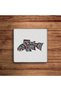 Canadian Fish Art, Salmon and Orchid Themed Natural Stone Travertine Coasters Set of 4 - 3
