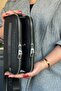 Women's 5-Compartment Adjustable Long Strap Shoulder Bag 6 Compartments 28 X18 cm 4023-Jp Black -Gzd- - 4
