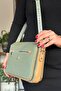 Women's 3-Compartment Adjustable Long Strap Messenger Bag and Shoulder Bag Green Color 4013 -Gzd- - 3