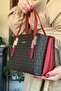 Women's Printed Patterned Shoulder Bag and Wallet Set 2066-Jp Red Combination -Gzd- - 7
