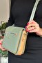 Women's 3-Compartment Adjustable Long Strap Messenger Bag and Shoulder Bag Green Color 4013 -Gzd-