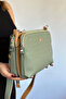 Medium Size 3 Compartments 5 Sections Women's Crossbody Bag 29 X 21 cm 4022 Green -Gzd- - 2