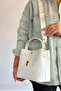 Women's Cotton Woven Strap Shoulder Bag with 4 Compartments - Gzd 2055 White - 2