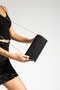 Women's Silvery Black Mini Portfolio Evening Dress Bag Shoulder Bag - 3