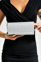 Women's Silvery Silver Mini Portfolio Evening Dress Bag Shoulder Bag - 2