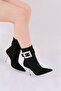 Women's Side Buckle Heeled Boots Black Striped 91133557 - 5