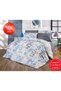 Blue Leaf Pattern Double Duvet Cover Set with Elastic Sheets (160x200)
