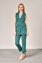 Green Blazer Vest Pipe Leg Trousers Atlas Fabric Suit - 3