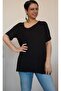 Black side V-neck combed cotton Viscose T-shirt - 4