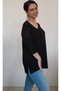 Black side V-neck combed cotton Viscose T-shirt - 4