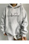 Plus Size Unisex Sweatshirt mit Kapuze - Heartbeat Printed