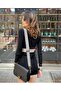 Women's Black V-Neck Atlas Fabric Printed Midi Design Dress - 3