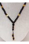 Onyx & Gold Colored Cube Hematite Stone Design Men's Necklace - 2