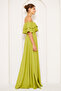 Pistachio Green Ruffle Collar Detail Off-the-Shoulder Flowing Woven Fabric Maxi Length Flared Evening Dress - 7