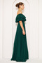 Emerald Ruffle Collar Detail Off-the-Shoulder Draped Woven Fabric Maxi Length Flared Evening Dress - 7