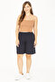 Women's Large Size Navy Blue Woven Viscose Fabric Elastic Waist Shorts 65N36801 - 6