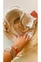 Women's Ecru Color Handmade Cotton Macrame Rope Knitted Wooden Bead Detailed Hand and Shoulder Bag - 2