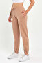 Women's Milky Brown Elastic Leg Basic Jogger Knitted Sweatpants - 3