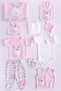 Baby Girl Powder Cotton Cute Rabbit 10-Piece Hospital Discharge and 4-Piece Bathrobe Set