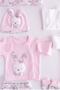 Baby Girl Powder Cotton Cute Rabbit 10-Piece Hospital Discharge and 4-Piece Bathrobe Set - 2