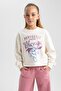 Girl's Crop Printed Crew Neck Sweatshirt - 3