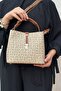 Mink Tan Print Patterned Waterproof 3 Compartment Women's Shoulder Bag 22x20cm PBU4002 - 2