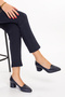 Women's Genuine Leather Navy Blue Laser Shoes - 3