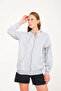 Unprinted Unisex Gray Pocket Hooded Zipper Sweatshirt Cardigan - 4