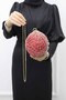 Round Crystal Stone Burgundy Evening Dress Evening Bag - 3