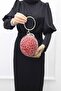 Round Crystal Stone Burgundy Evening Dress Evening Bag - 4