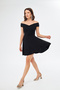 Flexible Scuba Crepe Fabric Madonna Neck Short Black Mini Dress 079 - 6
