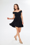 Flexible Scuba Crepe Fabric Madonna Neck Short Black Mini Dress 079 - 5