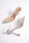 Vilnus Silver Stone Transparent Heeled Stiletto Evening Dress Shoes - 4
