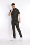 Men's Khaki Sports Lycra Summer Short Sleeve Set - 2