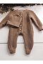 Buttoned Selanik Knitted Knitted Baby Jumpsuit with Hat - 5